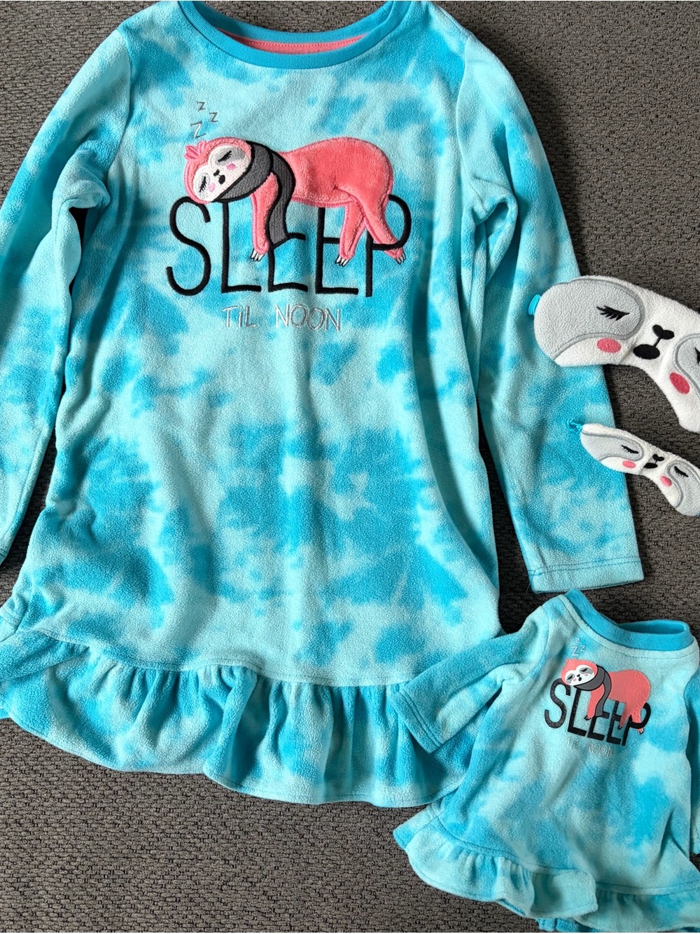 Girl’s Nightgown & Sleep Mask With Matching Doll Set